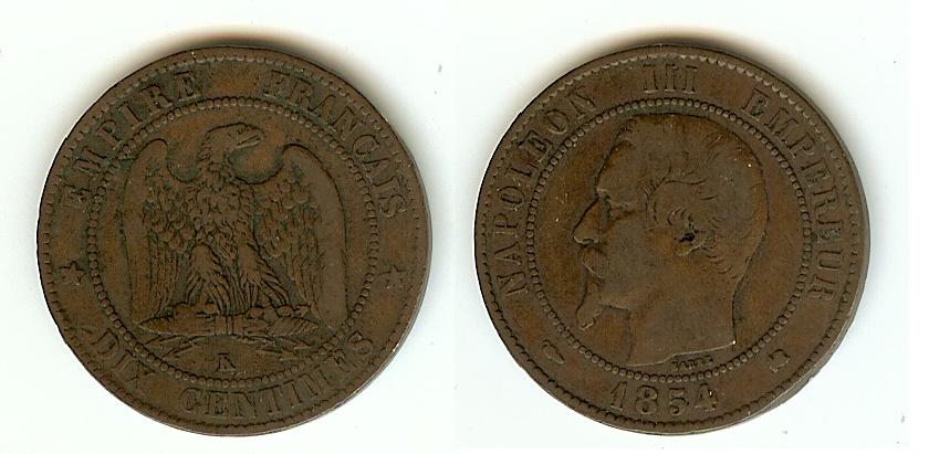 10 Centimes Napoléon III 1854K Bordeaux gF/VF+